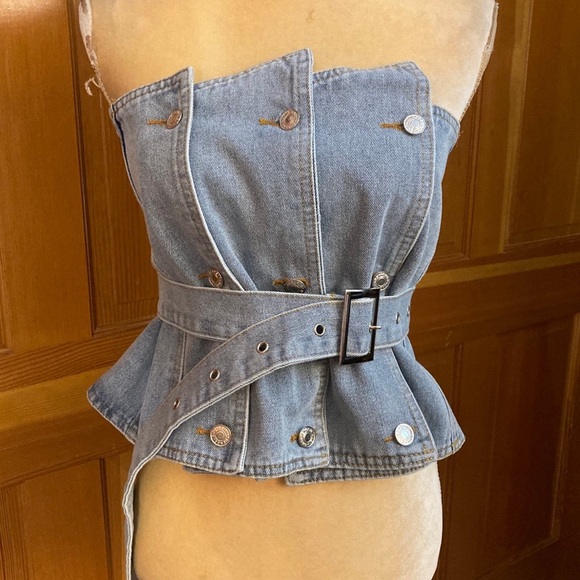 Double Breasted Patched Denim Corset. - Picture 14 of 15